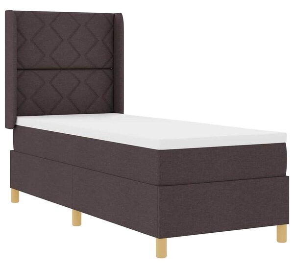 Postel s boxspringem s čelo Tmavě hnědá 80 x 200 cm textil 3341864