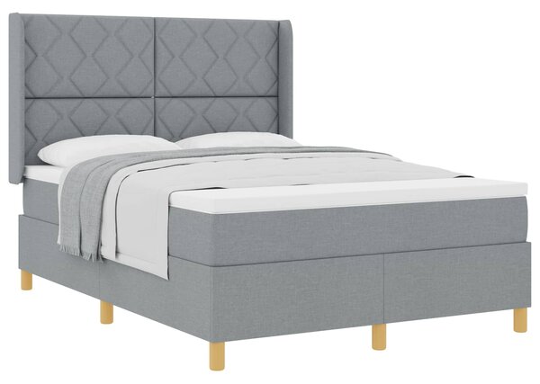 Postel s boxspringem s čelo Světle šedá 140 x 200 cm textil 3341896