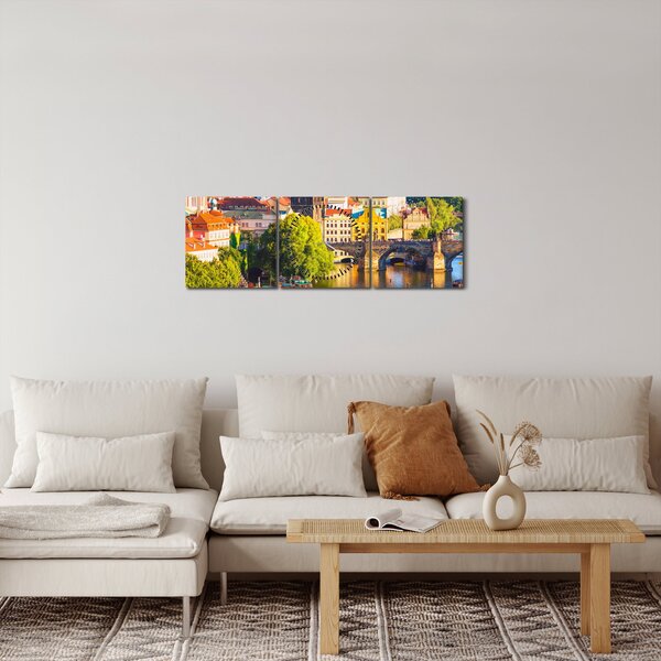 Obraz - Praha (s hodinami) (90x30 cm)