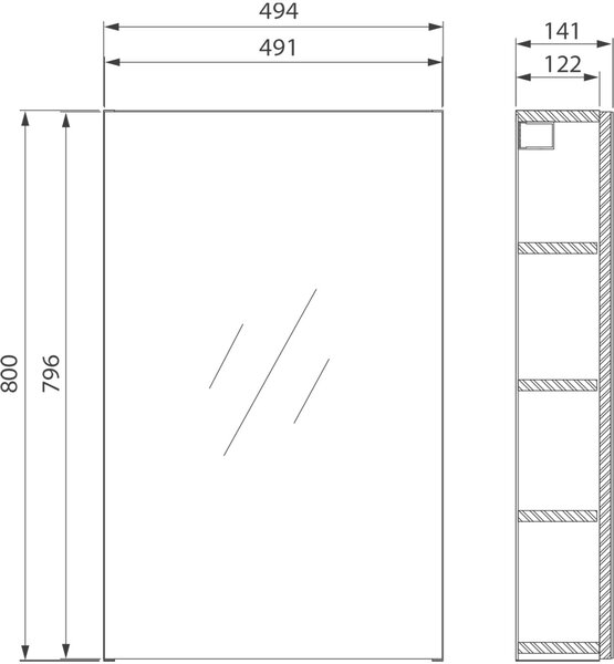 Cersanit City skříňka 49.4x14.1x80 cm se zrcadlem bílá S584-023-DSM