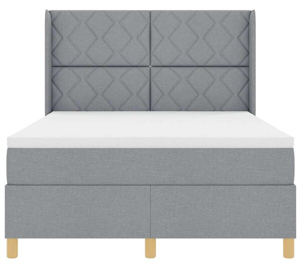 Postel s boxspringem s čelo Světle šedá 140 x 190 cm textil 3341889