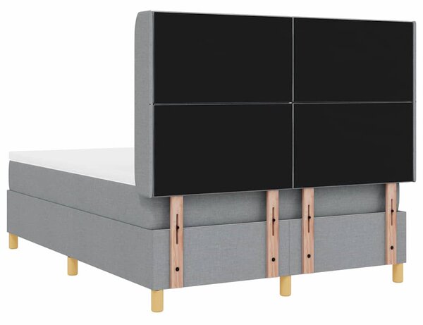 Postel s boxspringem s čelo Světle šedá 140 x 190 cm textil 3341889