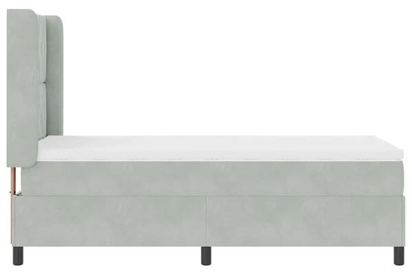 Postel s boxspringem s matrací Světle šedá 90 x 190 cm samet 3341930