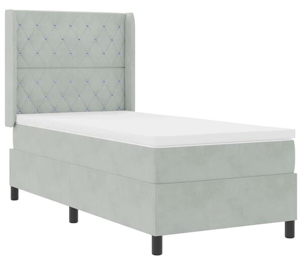 Postel s boxspringem s matrací Světle šedá 90 x 190 cm samet 3341930