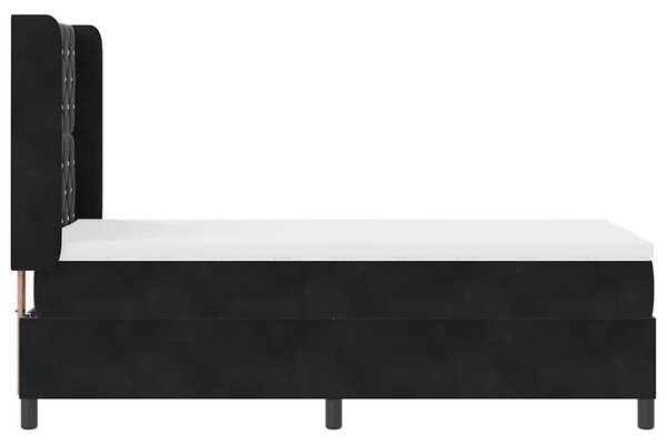 Postel s boxspringem s matrací s čelo Černá 90 x 190 cm samet 3341932
