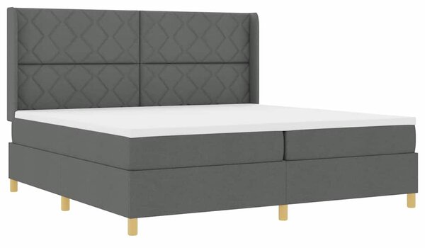 Postel s boxspringem s čelo Tmavě šedá 200 x 200 cm textil 3341918