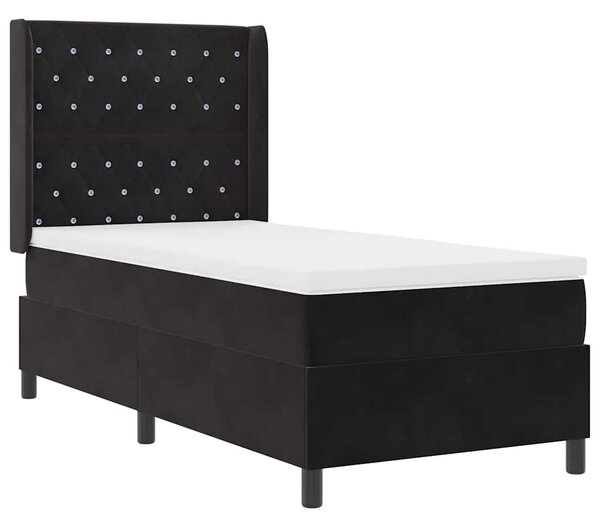 Postel s boxspringem s matrací s čelo Černá 90 x 190 cm samet 3341932