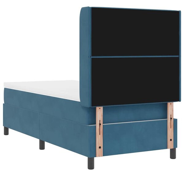 Postel s boxspringem s matrací s čelo Modrá 90 x 190 cm samet 3341934