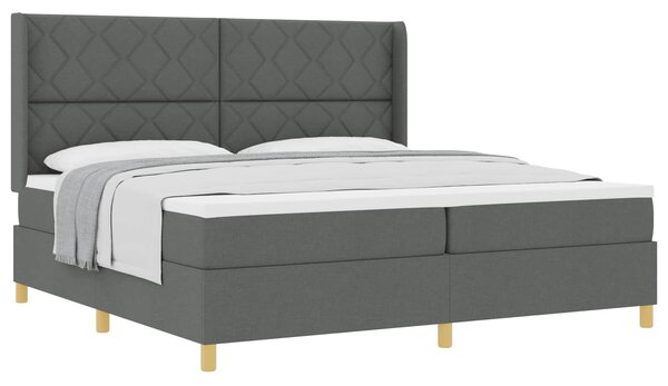 Postel s boxspringem s čelo Tmavě šedá 200 x 200 cm textil 3341918