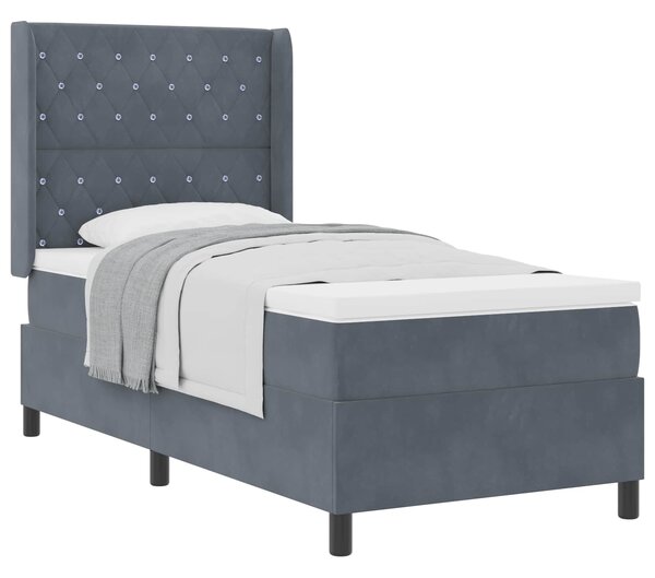 Postel s boxspringem s matrací Tmavě šedá 90 x 190 cm samet 3341931