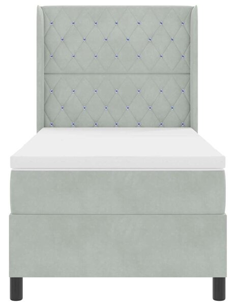 Postel s boxspringem s matrací Světle šedá 90 x 190 cm samet 3341930