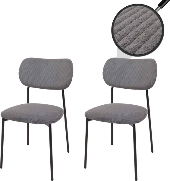 Sada 2 jídelních židlí HWC-O26, kuchyňská židle čalouněná židle, kord (330g/m²) látka/textilní kov tmavě šedá