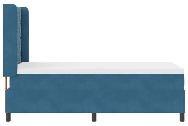 Postel s boxspringem s matrací s čelo Modrá 90 x 190 cm samet 3341934
