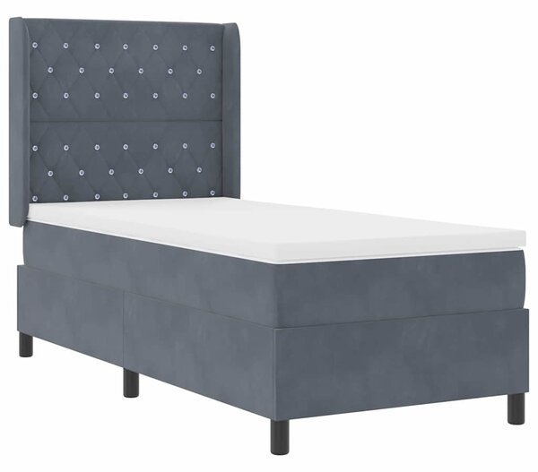 Postel s boxspringem s matrací Tmavě šedá 90 x 190 cm samet 3341931