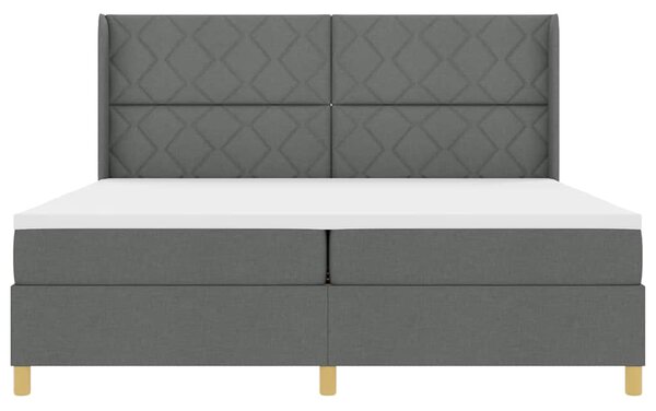 Postel s boxspringem s čelo Tmavě šedá 200 x 200 cm textil 3341918