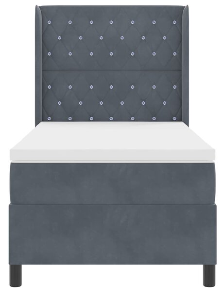 Postel s boxspringem s matrací Tmavě šedá 90 x 190 cm samet 3341931