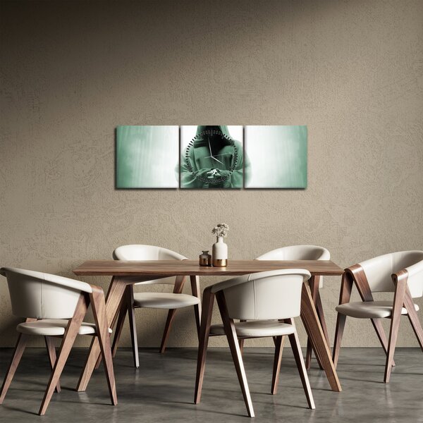 Obraz - Mnich v temnu (s hodinami) (90x30 cm)