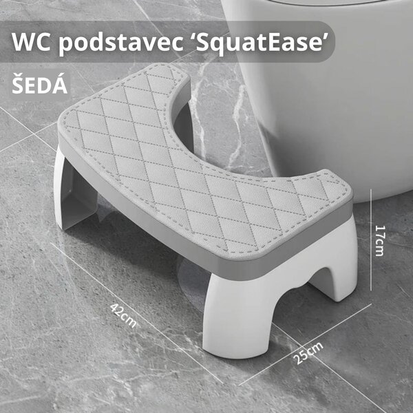 1× WC podstavec ‘SquatEase’ – Šedá – Odnímatelný, protiskluzový & přenosný – Ergonomická záchodová stolička, 35° sklon