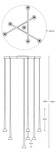 LED závěsné svítidlo 3850 lm 3000K zlaté Zuma Line BOSTON P0603-07C-SDB1