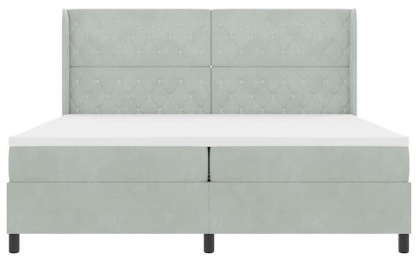 Postel s boxspringem s matrací Světle šedá 200 x 200 cm samet 3341972