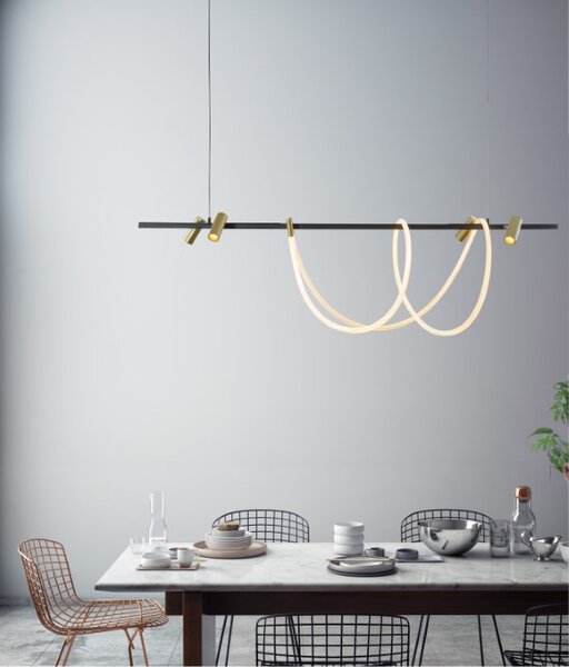 LED závěsné svítidlo 5000 lm 3000+4000+6000K černě zlaté Zuma Line BALBO 2200277L