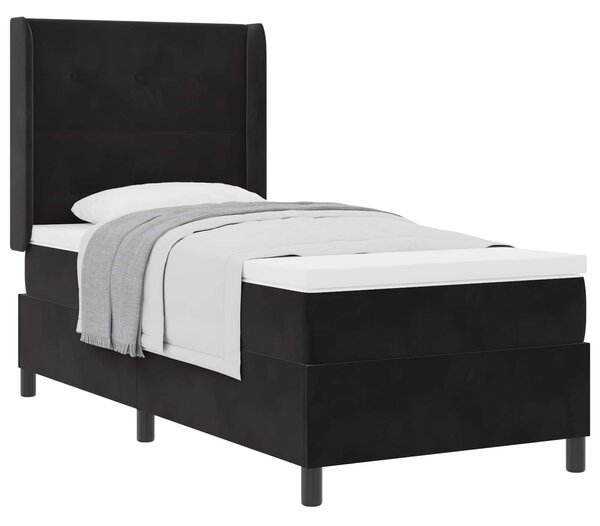 Postel s boxspringem s čelo Černá 90 x 190 cm samet 3341986