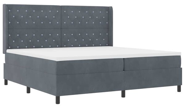 Postel s boxspringem s matrací Tmavě šedá 200 x 200 cm samet 3341973