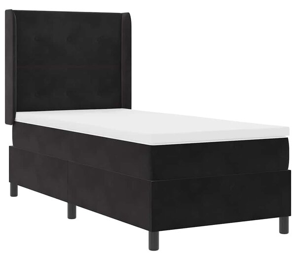 Postel s boxspringem s čelo Černá 90 x 190 cm samet 3341986