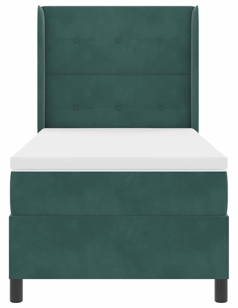 Postel s boxspringem s čelo Tmavě zelená 90 x 190 cm samet 3341987