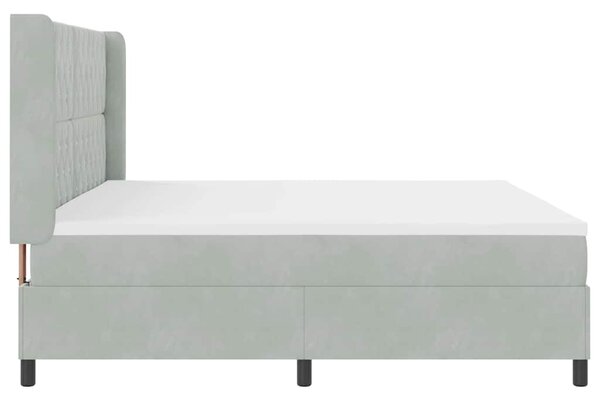 Postel s boxspringem s matrací Světle šedá 200 x 200 cm samet 3341972