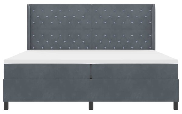 Postel s boxspringem s matrací Tmavě šedá 200 x 200 cm samet 3341973