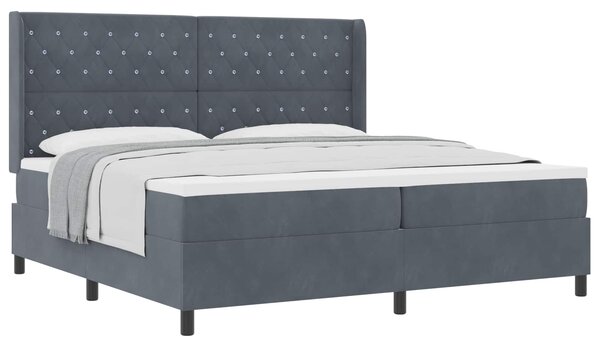 Postel s boxspringem s matrací Tmavě šedá 200 x 200 cm samet 3341973