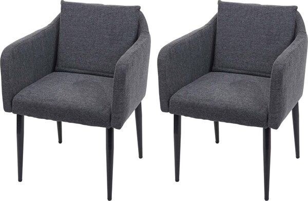 Sada 2 jídelních židlí HWC-H93, kuchyňská židle křeslo židle látka/textil tmavě šedá