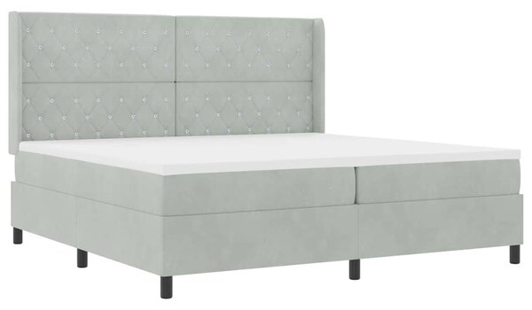 Postel s boxspringem s matrací Světle šedá 200 x 200 cm samet 3341972