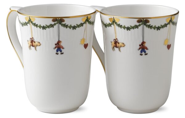 Vánoční porcelánový hrnek Star Fluted Christmas – set 2 ks
