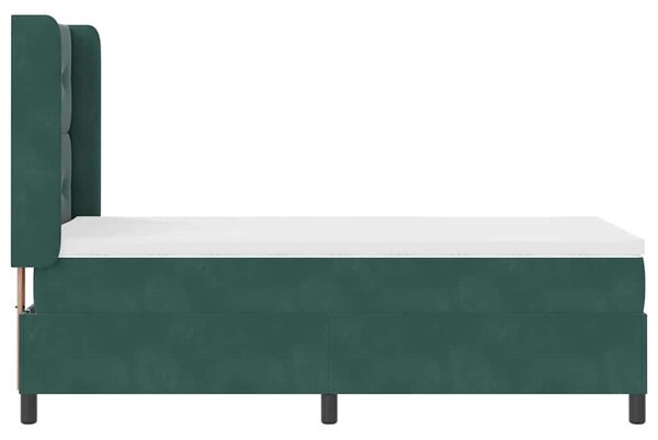 Postel s boxspringem s čelo Tmavě zelená 90 x 190 cm samet 3341987