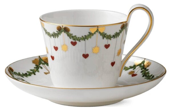 Porcelánový šálek s podšálkem Star Fluted Christmas 270 ml