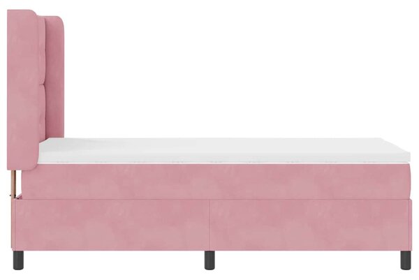 Postel s boxspringem s čelo Růžová 90 x 200 cm samet 3341995