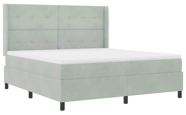 Postel s boxspringem s čelo Světle šedá 180 x 200 cm samet 3342020