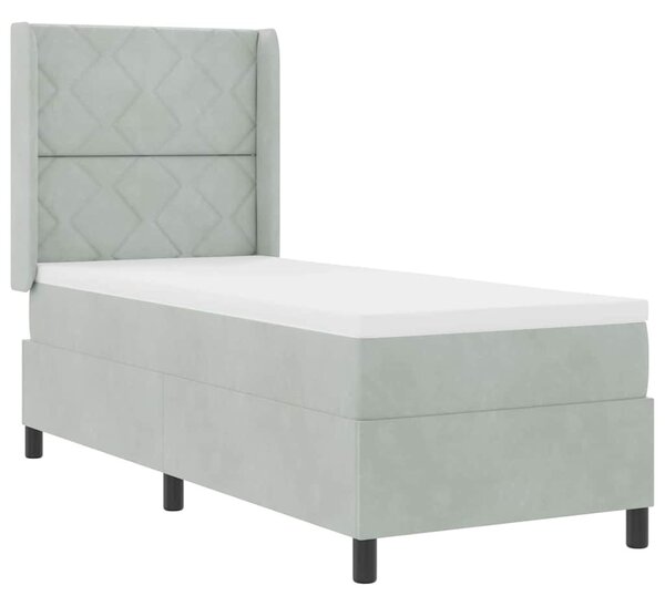 Postel s boxspringem s čelo Světle šedá 80 x 200 cm samet 3342032