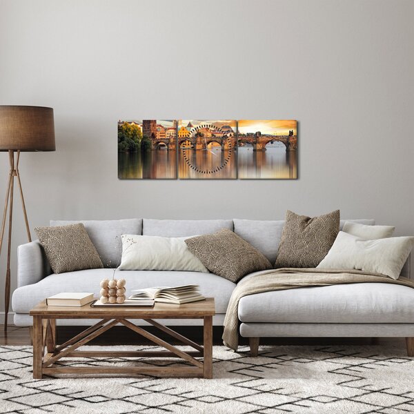 Obraz - Praha (s hodinami) (90x30 cm)