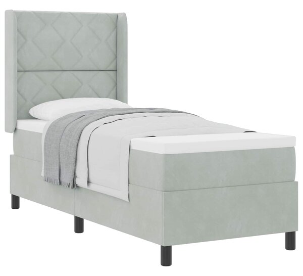 Postel s boxspringem s čelo Světle šedá 80 x 200 cm samet 3342032