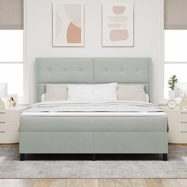 Postel s boxspringem s čelo Světle šedá 180 x 200 cm samet 3342020