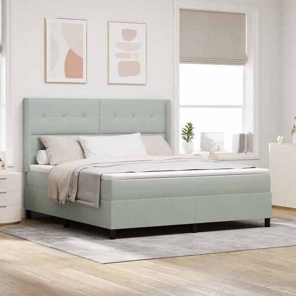 Postel s boxspringem s čelo Světle šedá 180 x 200 cm samet 3342020