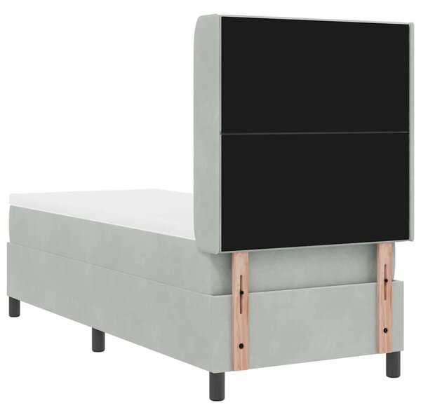 Postel s boxspringem s čelo Světle šedá 80 x 200 cm samet 3342032