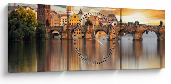 Obraz - Praha (s hodinami) (90x30 cm)