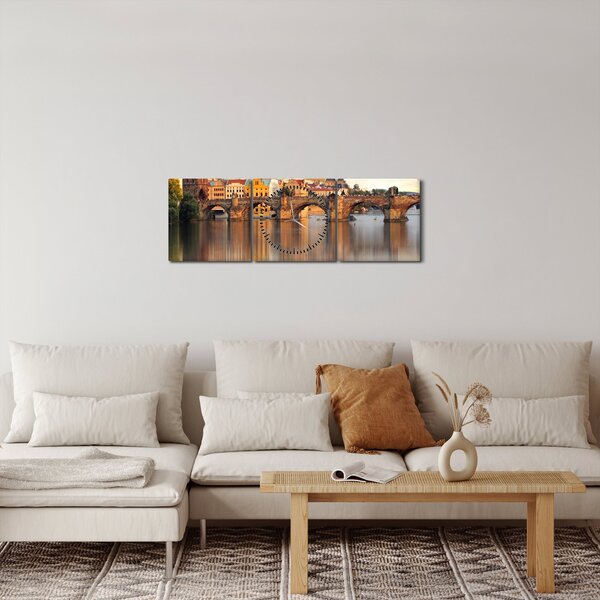 Obraz - Praha (s hodinami) (90x30 cm)