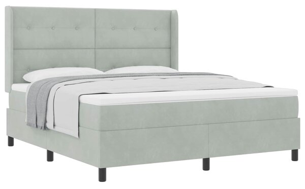 Postel s boxspringem s čelo Světle šedá 180 x 200 cm samet 3342020