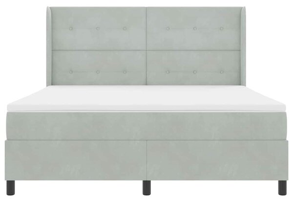 Postel s boxspringem s čelo Světle šedá 180 x 200 cm samet 3342020