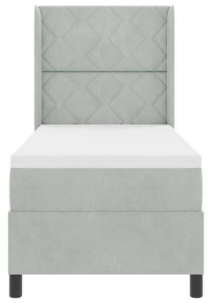 Postel s boxspringem s čelo Světle šedá 80 x 200 cm samet 3342032